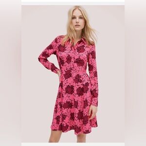 Kate Spade Vibrant Pink Floral Long Sleeve Dress